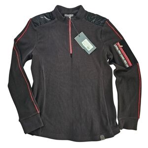 Stylish Black and Red Women's Crew Neck Sweater